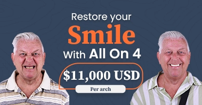 All-on-4 dental implants in Los Algodones, restoring confidence with a natural-looking smile.