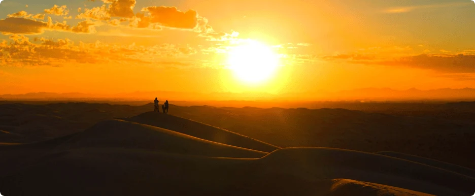 Beautiful sunset in the dunes of Los Algodones, Mexico.