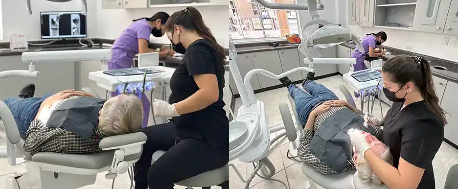 Professional dentist performing a procedure using modern equipment at Smile Crafters by Algodones Dental Group.